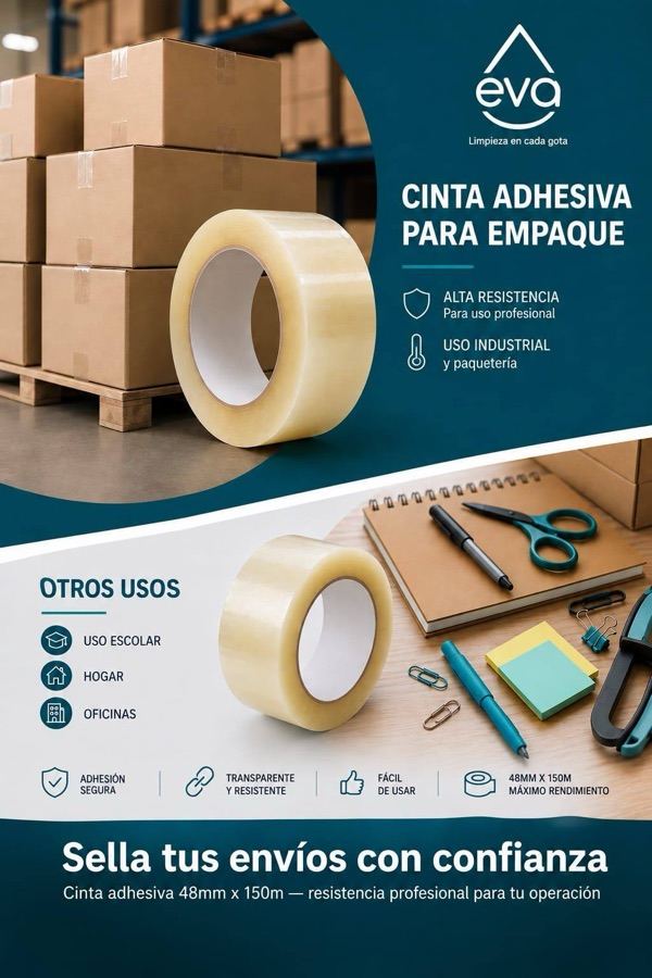 Cinta adhesiva EVA para empaque de 48 mm por 150 m
