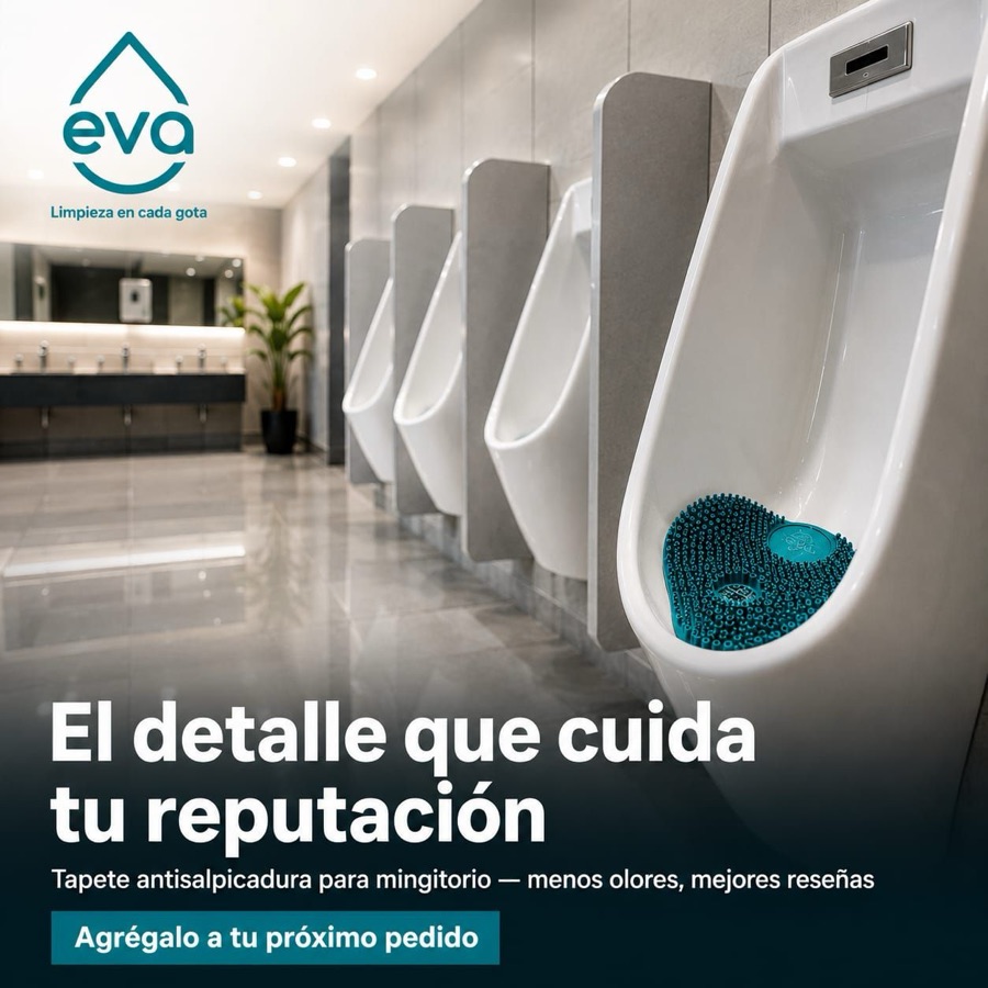 Tapete antisalpicadura EVA en mingitorios de un negocio